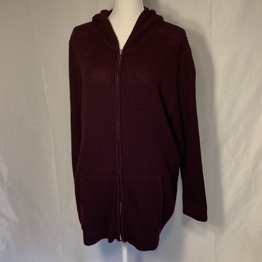 Roaman’s Women’s Plus Size Zip Front Hooded Cardigan - Picture 2 of 7